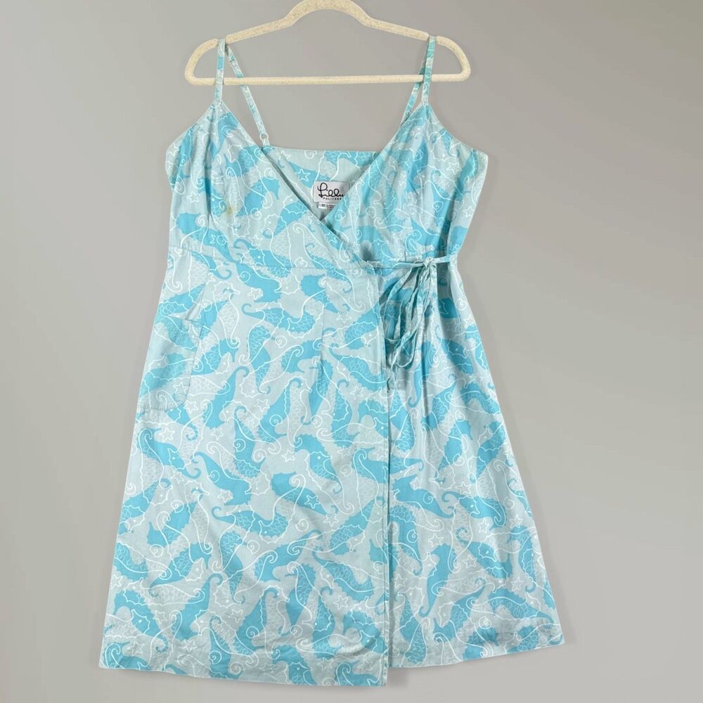 Vintage Lilly Pulitzer White Label Wrap Dress Sleeveless Seahorses Preppy SZ 10